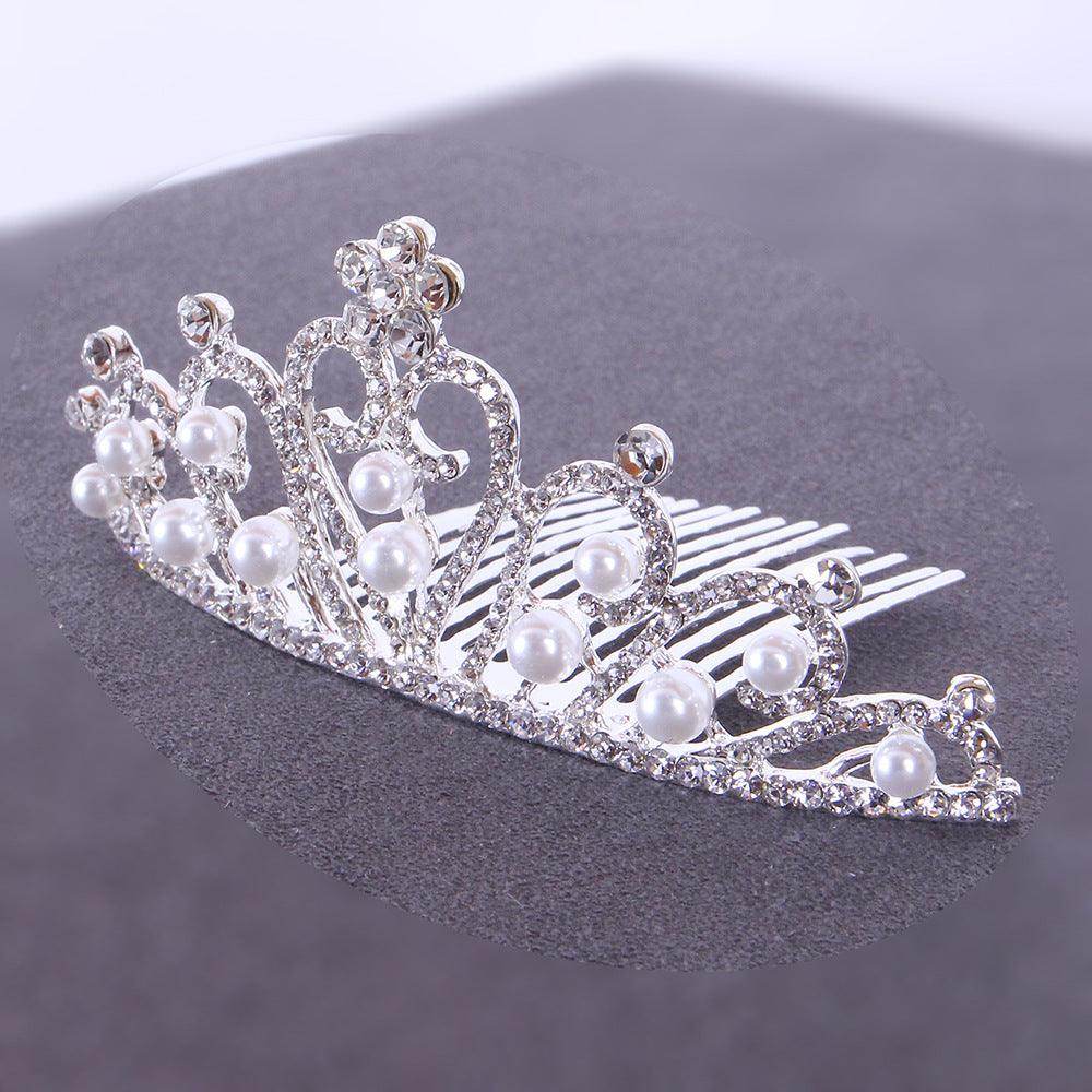 Bride's hair tiara Bride's little tiara with comb rhinestone pearl tiara 651428713487 - COCOMELODY